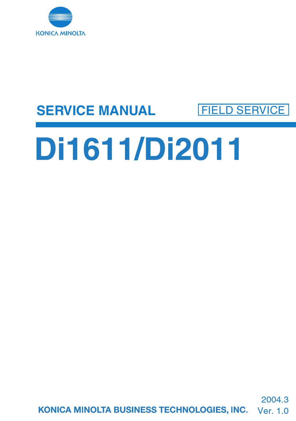 Konica Minolta Di1611 Service Manual Pdf Download Manualslib