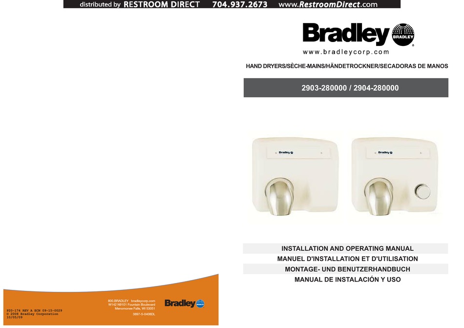 BRADLEY 2903 280000 INSTALLATION AND OPERATING MANUAL Pdf Download