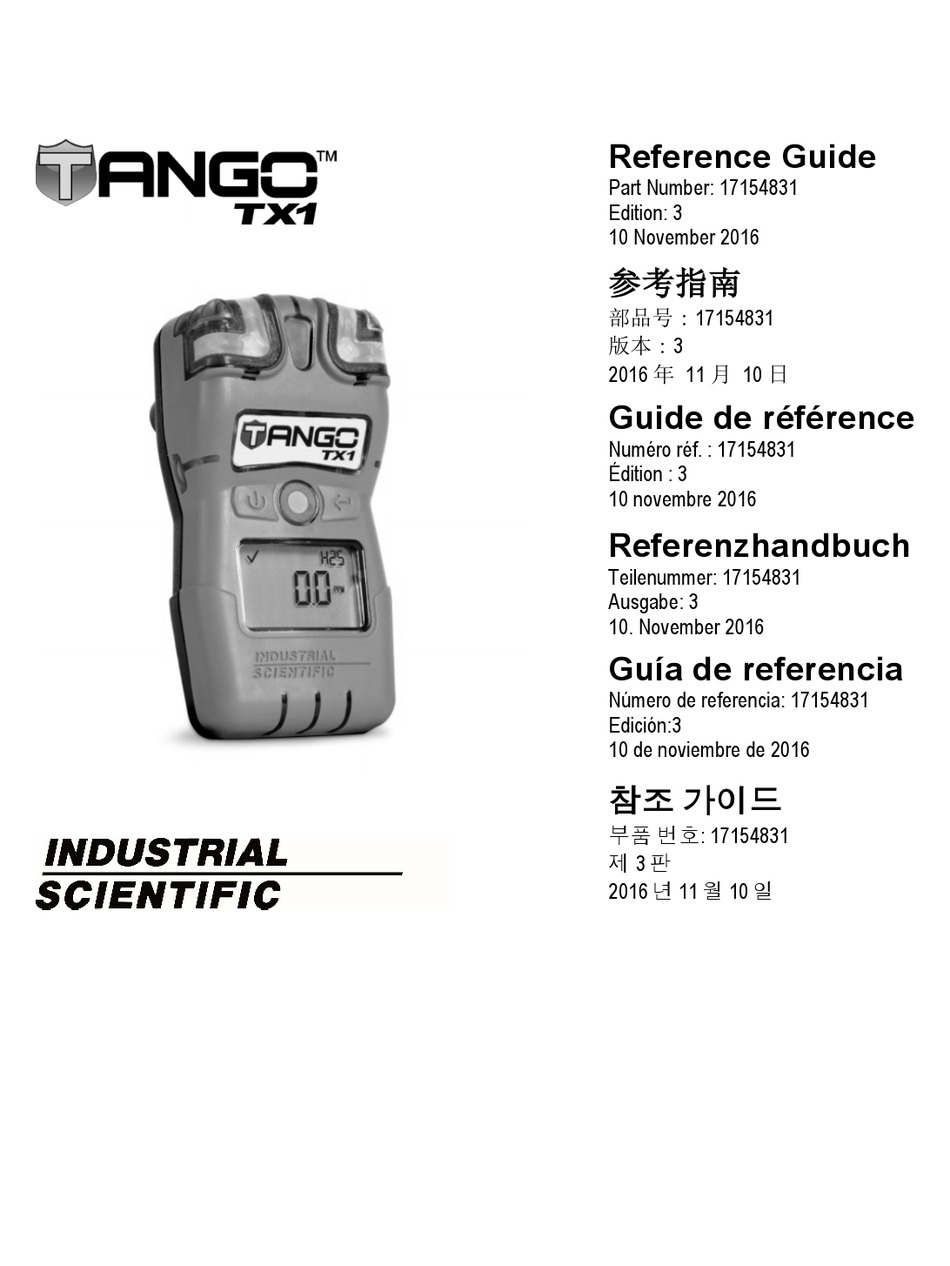 INDUSTRIAL SCIENTIFIC TANGO TX1 REFERENCE MANUAL Pdf Download | ManualsLib