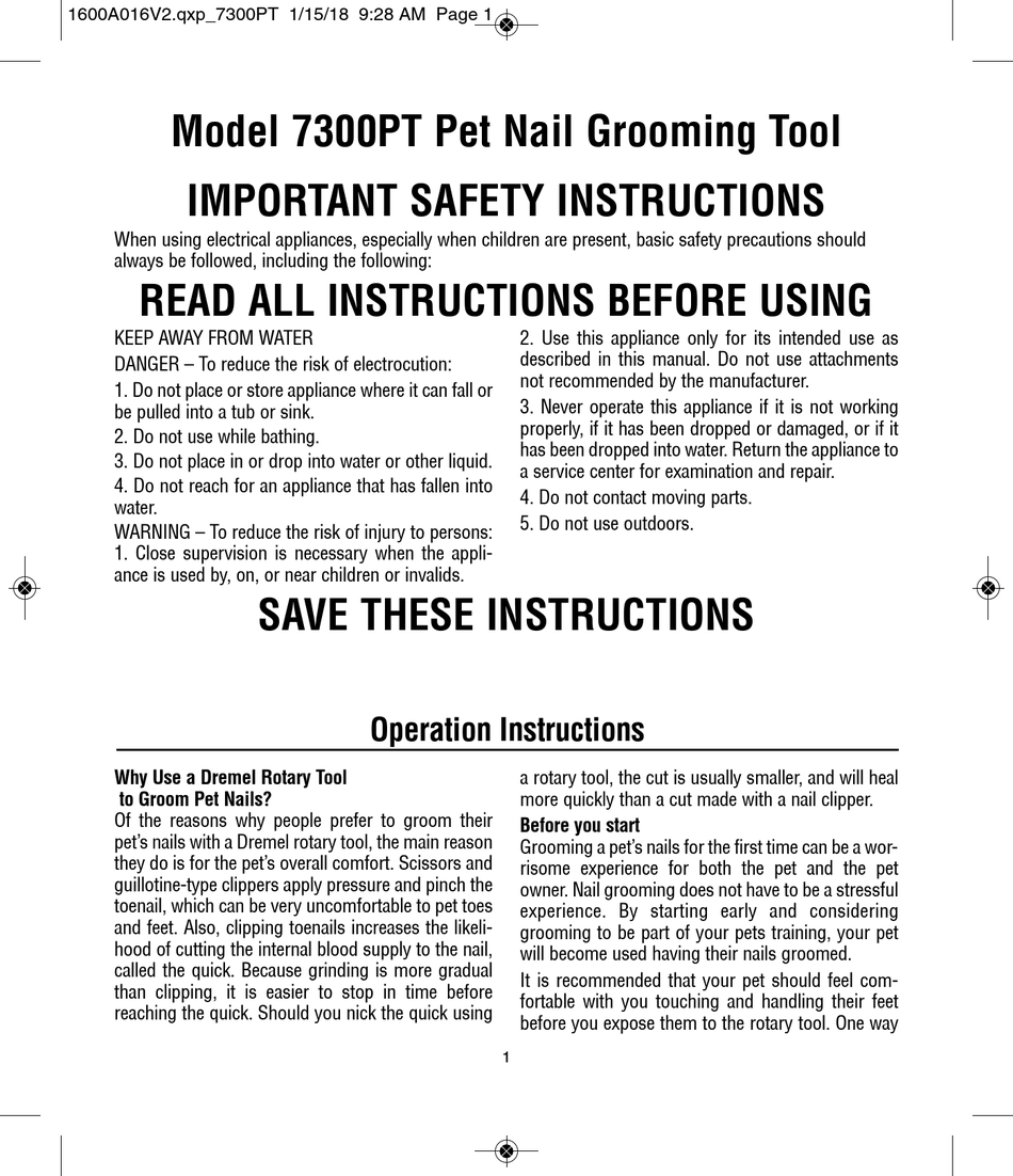 DREMEL 7300PT OPERATION INSTRUCTIONS MANUAL Pdf Download ManualsLib