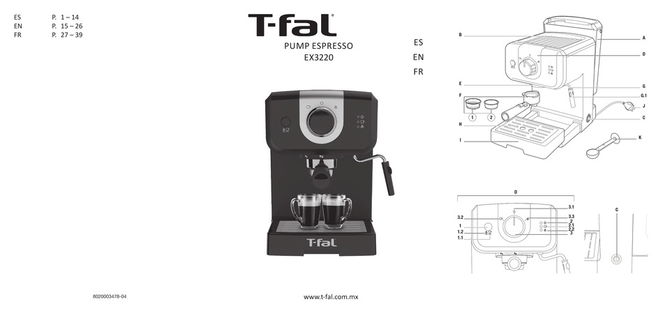 Función De Vapor - T-Fal PUMP ESPRESSO EX3220 Manual [Page 9] | ManualsLib