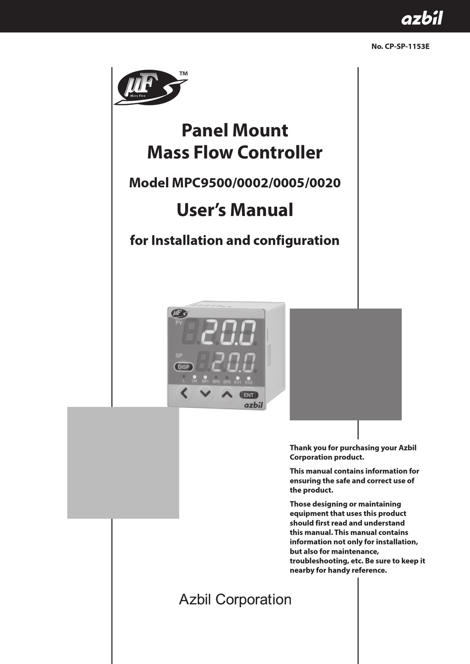 AZBIL MPC0002 USER MANUAL Pdf Download ManualsLib