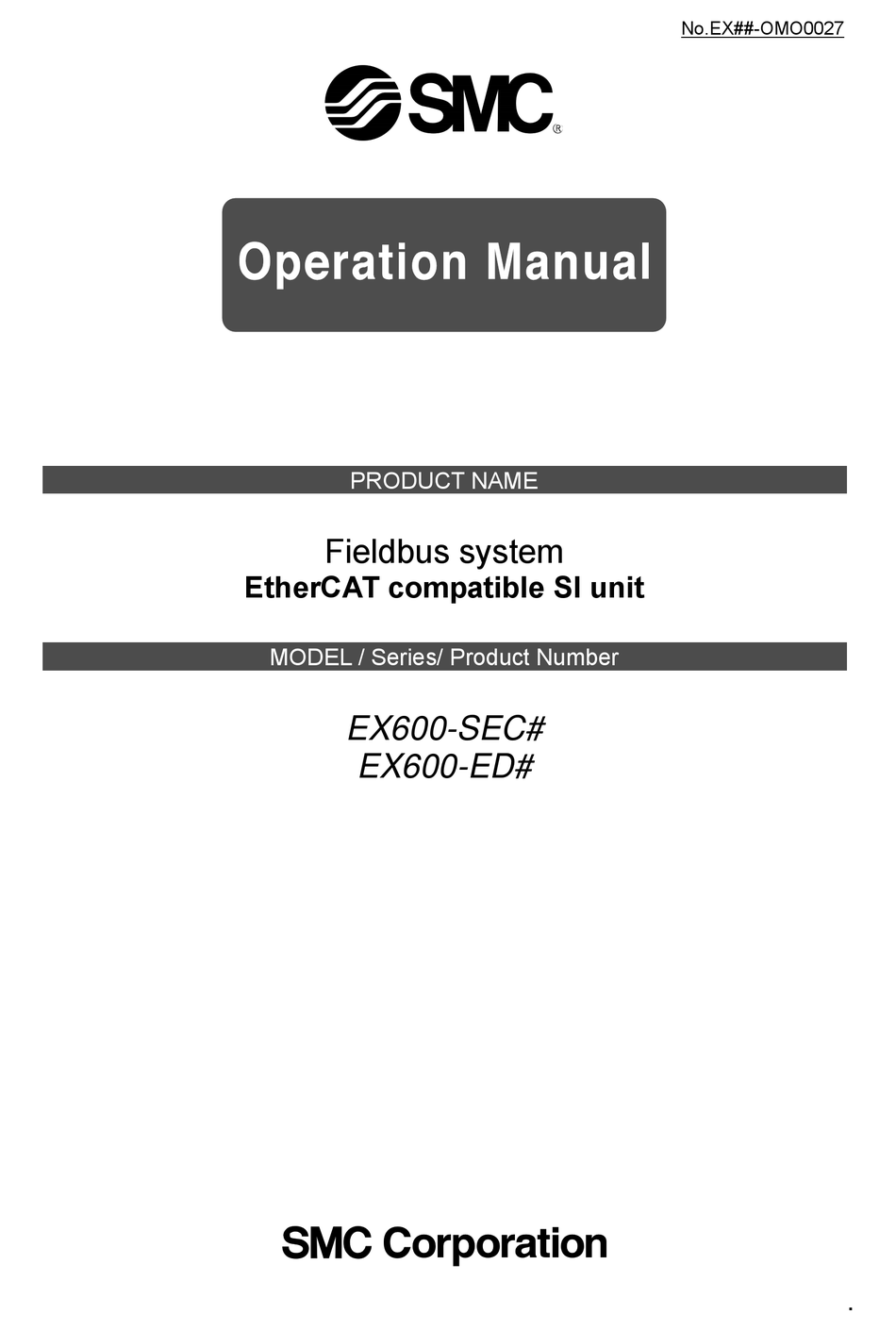 Smc Networks Ex600-sec Series Operation Manual Pdf Download 