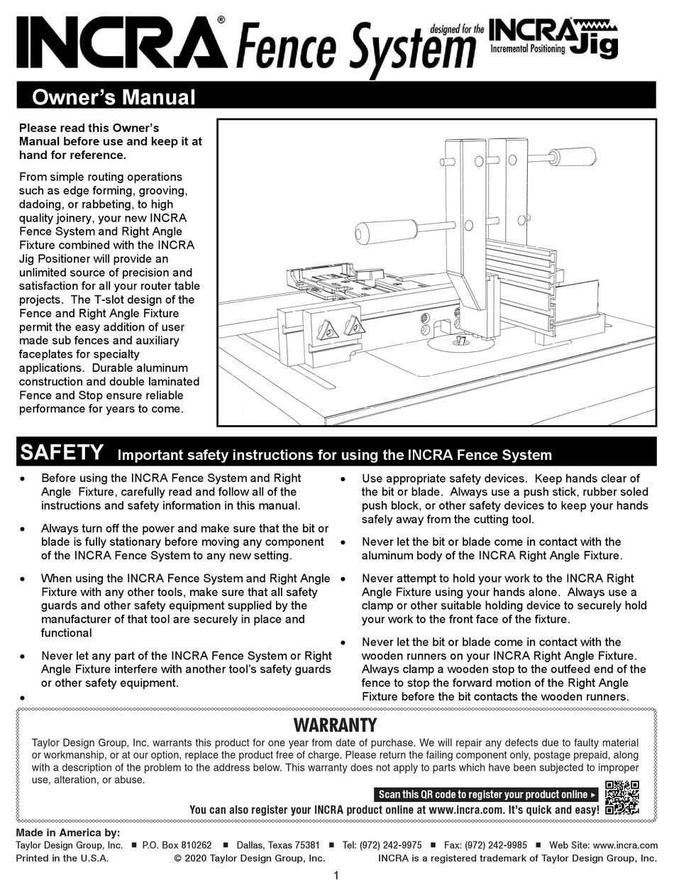 INCRA FENCE SYSTEM OWNER'S MANUAL Pdf Download ManualsLib