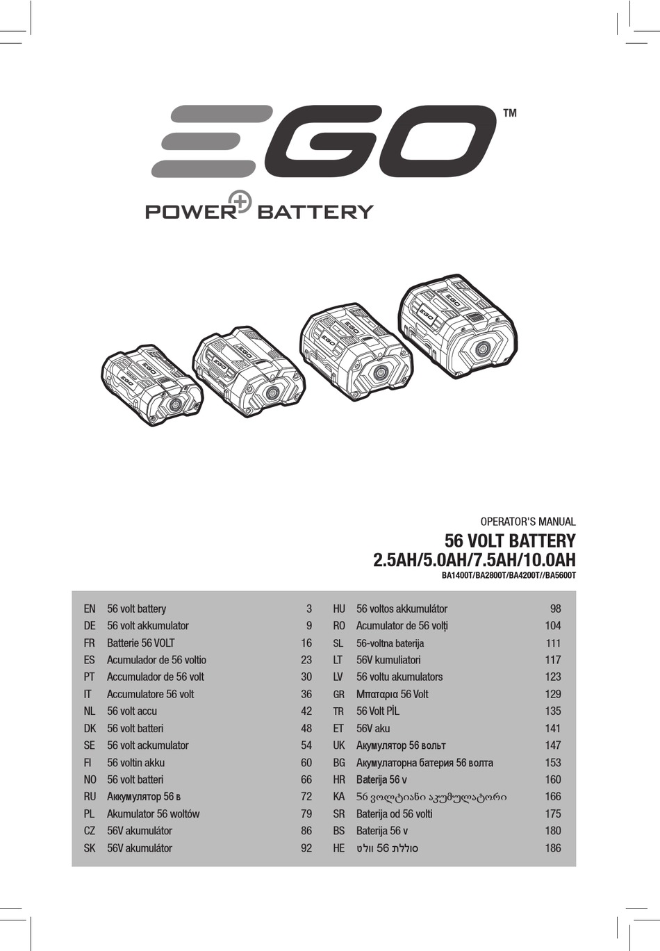 EGO BA1400T OPERATOR'S MANUAL Pdf Download ManualsLib
