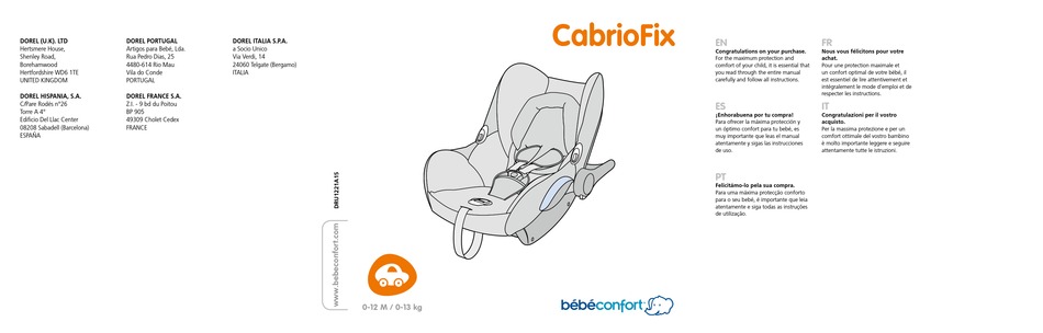 Bebe Confort Cabriofix Instructions For Use Warranty Pdf Download Manualslib
