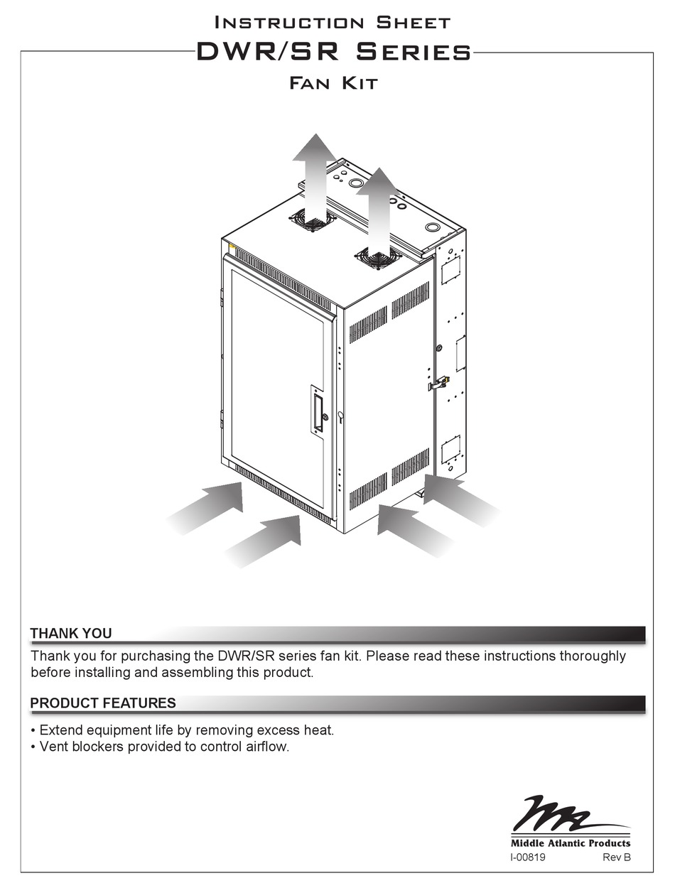 MIDDLE ATLANTIC PRODUCTS DWR/SR SERIES INSTRUCTION SHEET Pdf Download