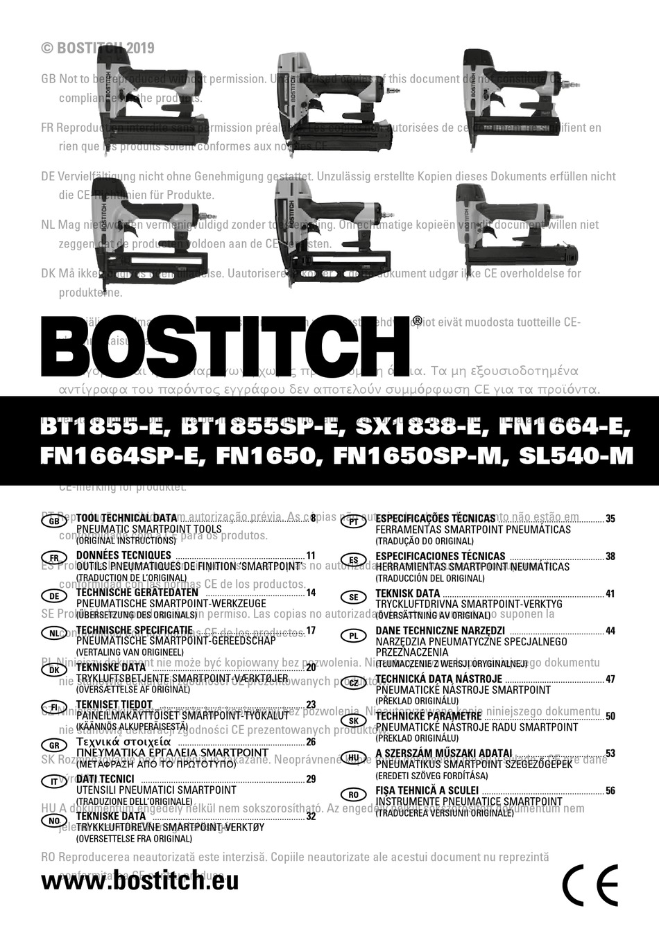 BOSTITCH SX1838E MANUAL Pdf Download ManualsLib