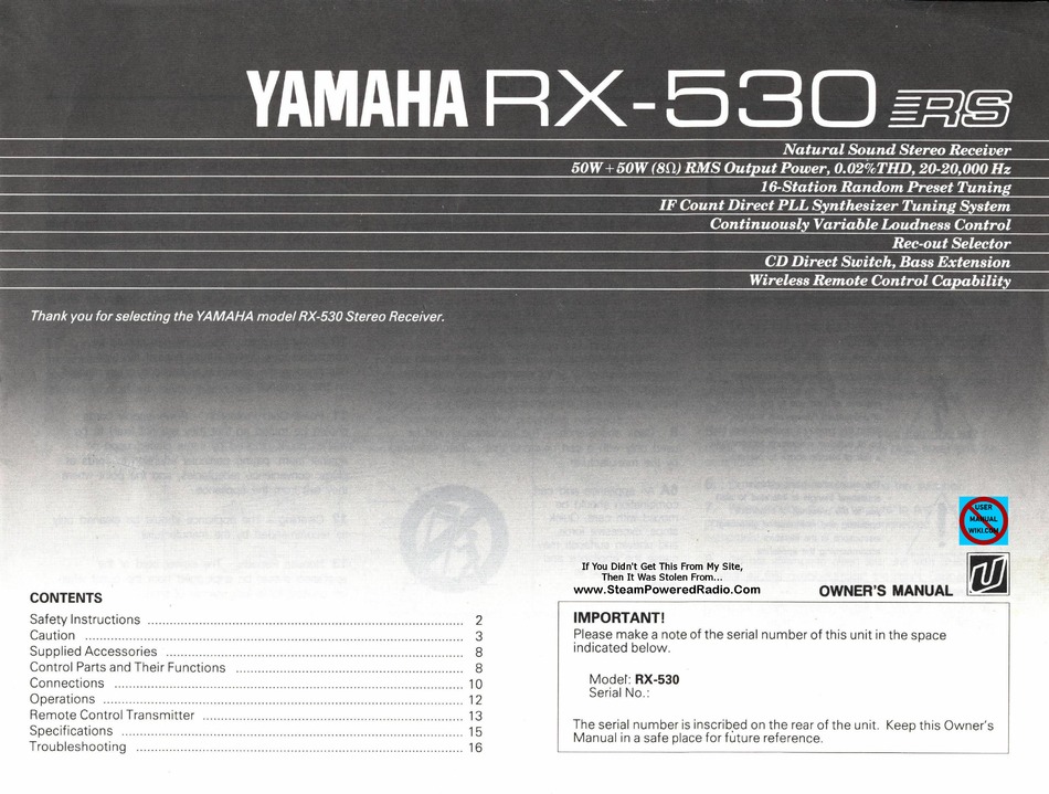 YAMAHA RX 530 OWNER S MANUAL Pdf Download ManualsLib yamaha-rx-530-owner-s-manual-pdf-download-manualslib