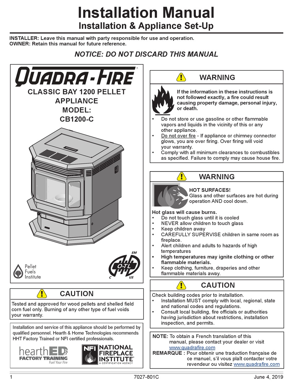 QUADRA-FIRE CLASSIC BAY 1200 INSTALLATION MANUAL Pdf Download | ManualsLib