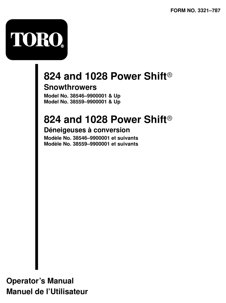 TORO 824 POWER SHIFT OPERATOR'S MANUAL Pdf Download | ManualsLib