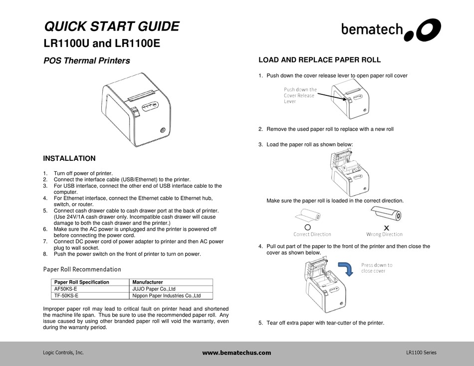 BEMATECH LR1100U QUICK START MANUAL Pdf Download | ManualsLib