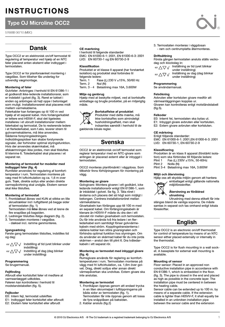 OJ ELECTRONICS OCC2 INSTRUCTIONS MANUAL Pdf Download | ManualsLib