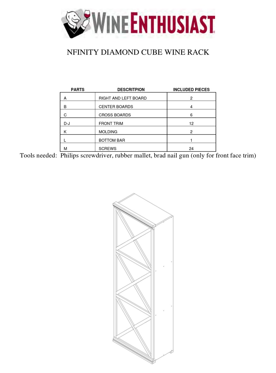 WINE ENTHUSIAST NFINITY DIMOND CUBE ASSEMBLY MANUAL Pdf Download