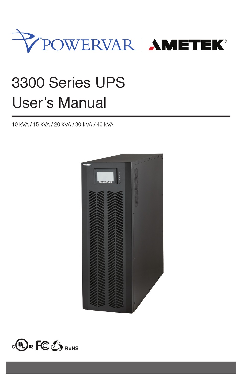 POWERVAR AMETEK 3300 SERIES USER MANUAL Pdf Download ManualsLib