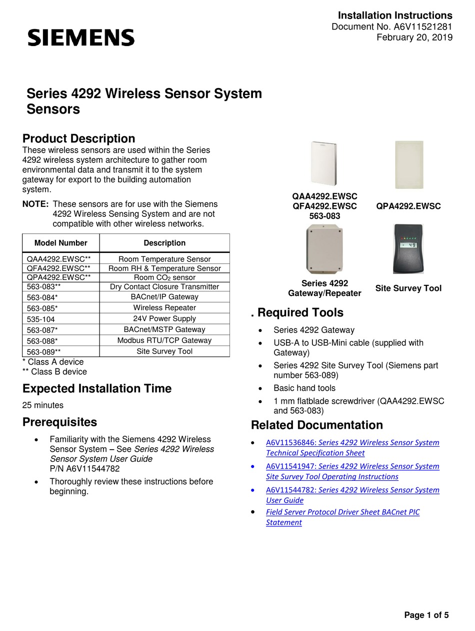 Siemens QAA2280.EWSC Room Temperature Sensor