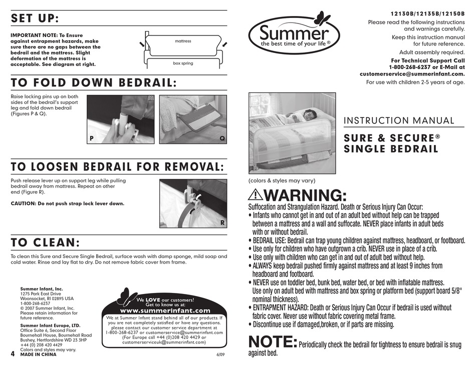 Summer 2 in 1 convertible crib rail instructions on sale