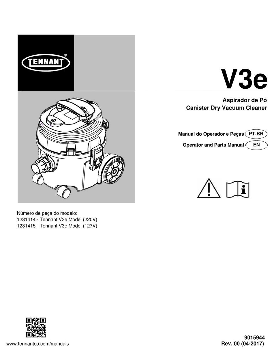 TENNANT V3E SERIES OPERATOR AND PARTS MANUAL Pdf Download | ManualsLib