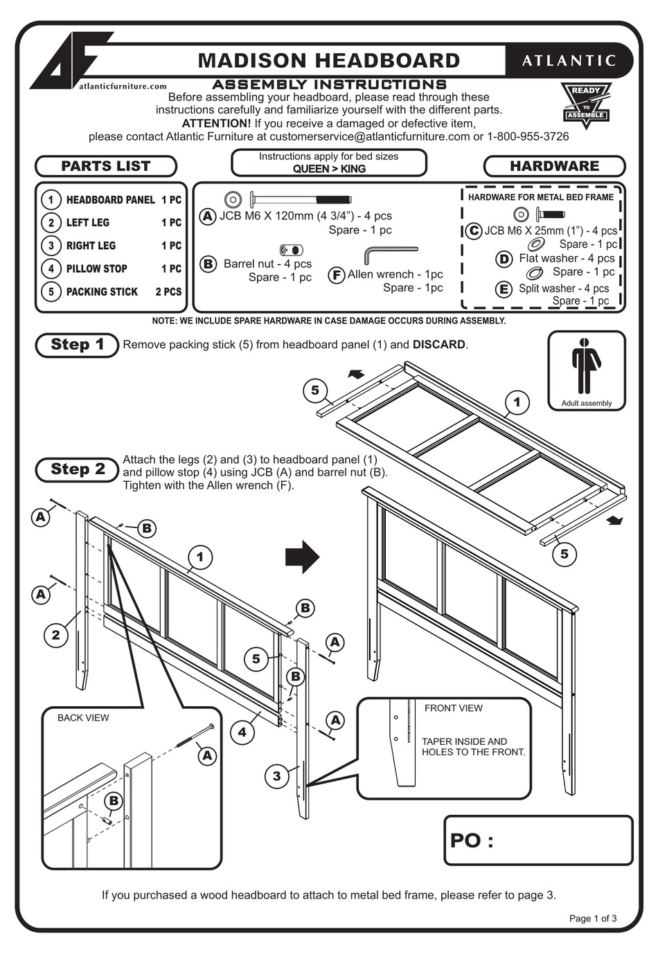 ATLANTIC FURNITURE MADISON ASSEMBLY INSTRUCTIONS Pdf Download ManualsLib