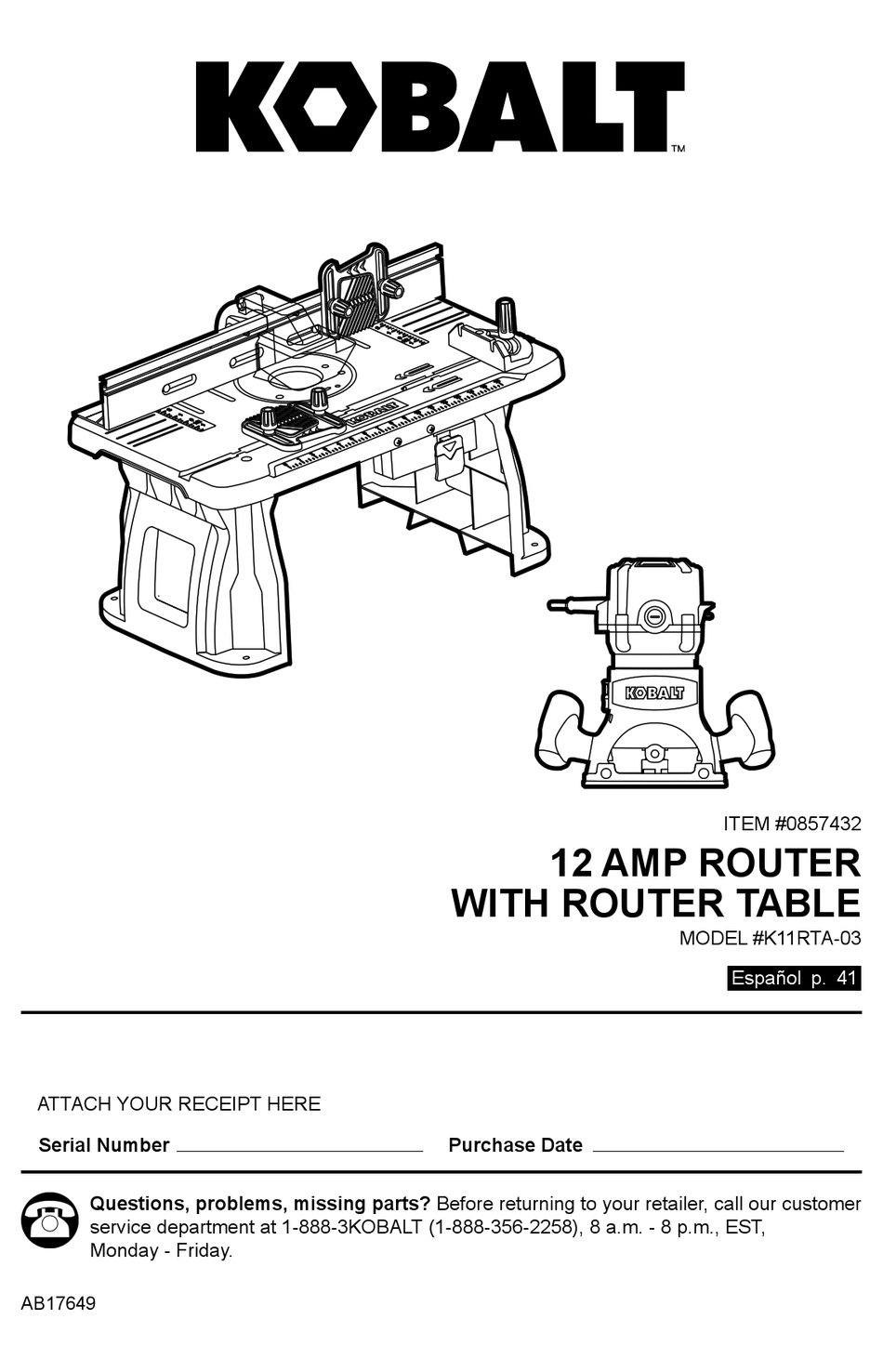 KOBALT K11RTA03 MANUAL Pdf Download ManualsLib
