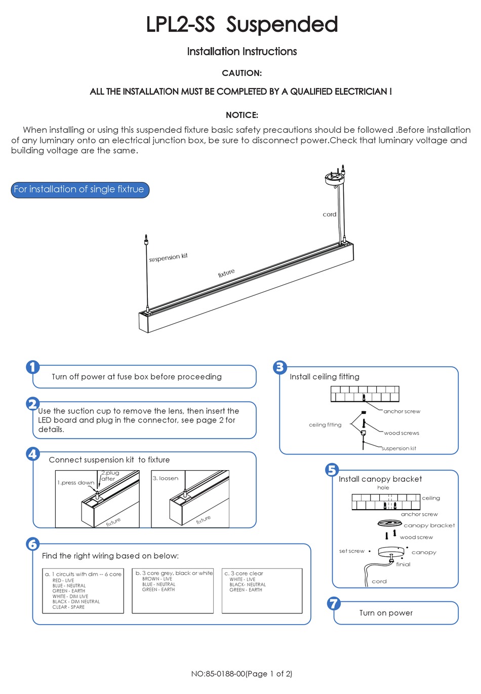 LIGHT PLAN LPL2SS SUSPENDED INSTALLATION INSTRUCTIONS Pdf Download