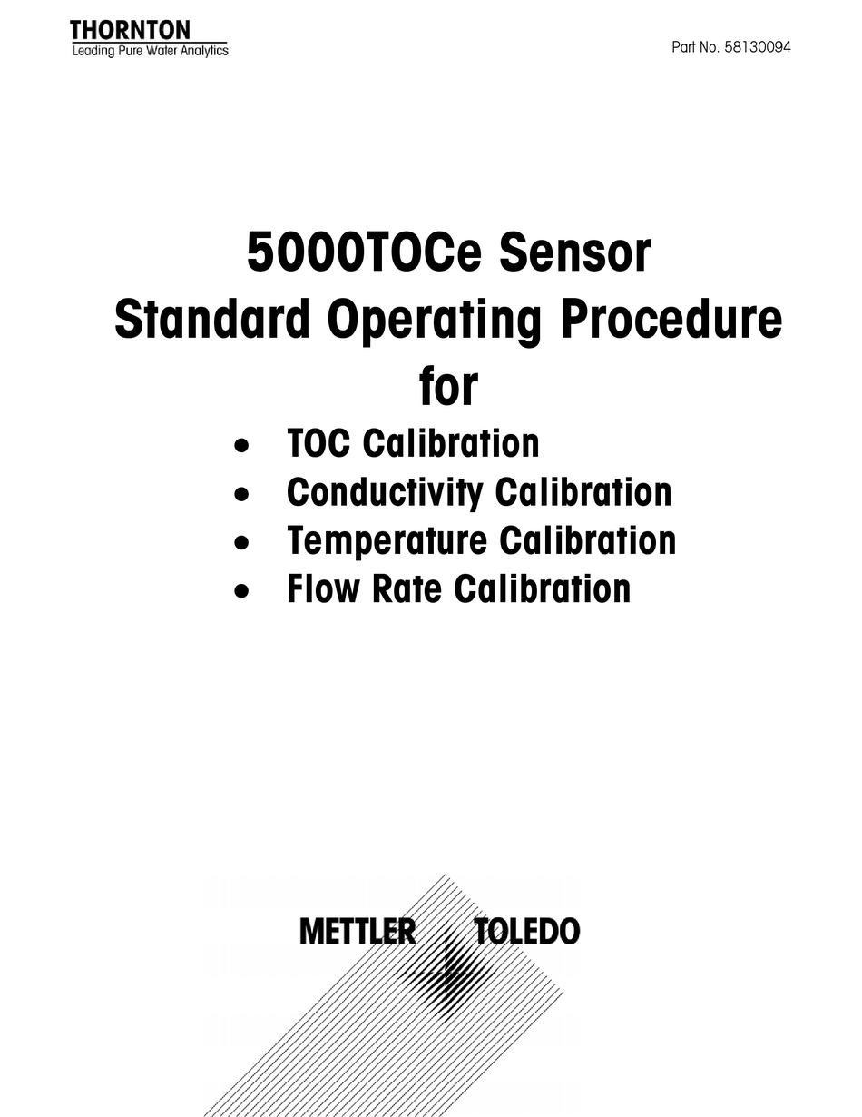 METTLER TOLEDO 5000TOCE STANDARD OPERATING PROCEDURE Pdf Download