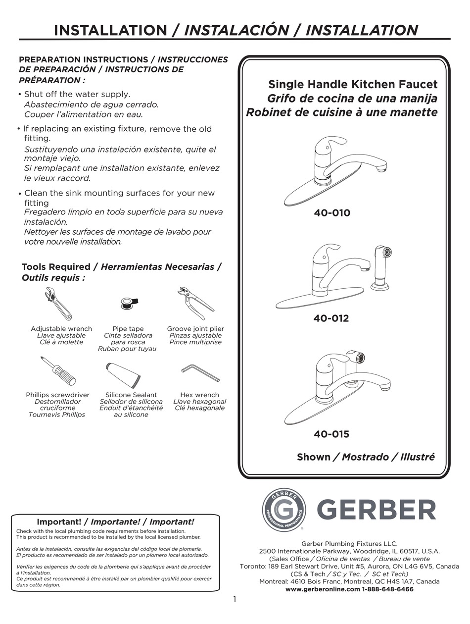 GERBER 40-010 INSTALLATION Pdf Download | ManualsLib