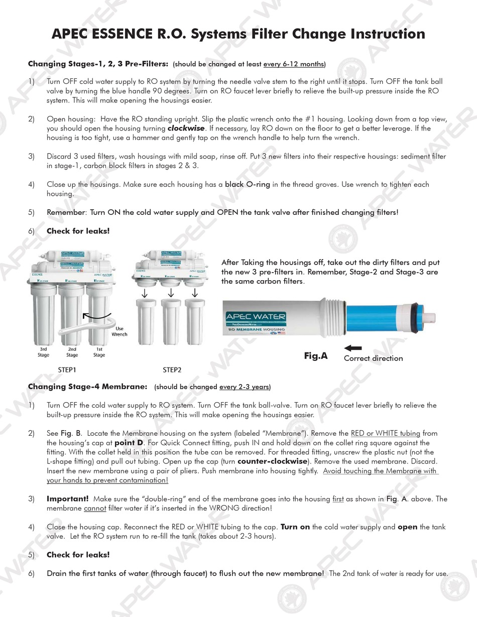APEC ESSENCE RO SERIES INSTRUCTION Pdf Download ManualsLib