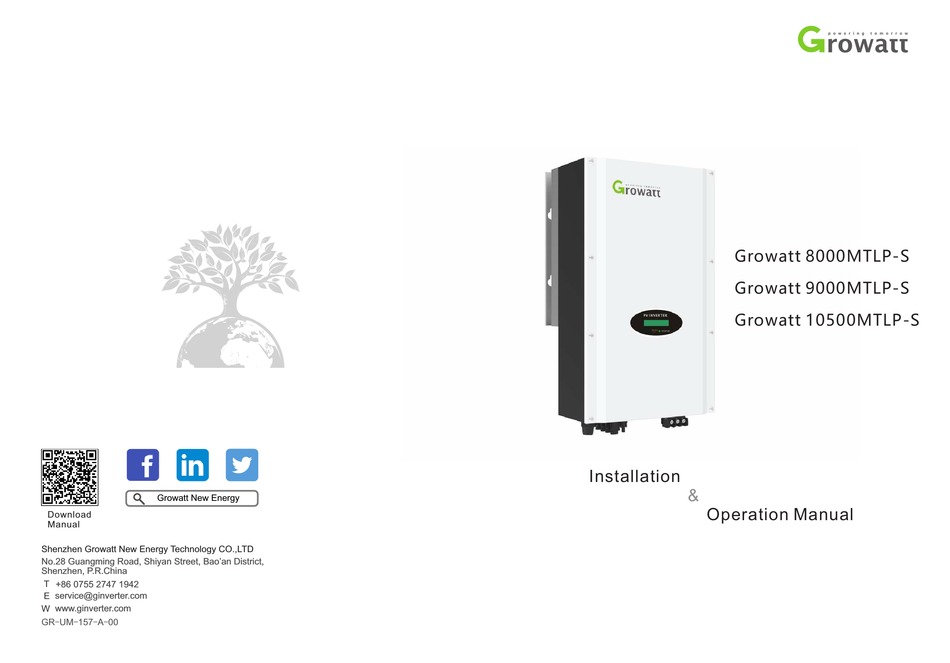 GROWATT 8000MTLPS INSTALLATION & OPERATION MANUAL Pdf Download