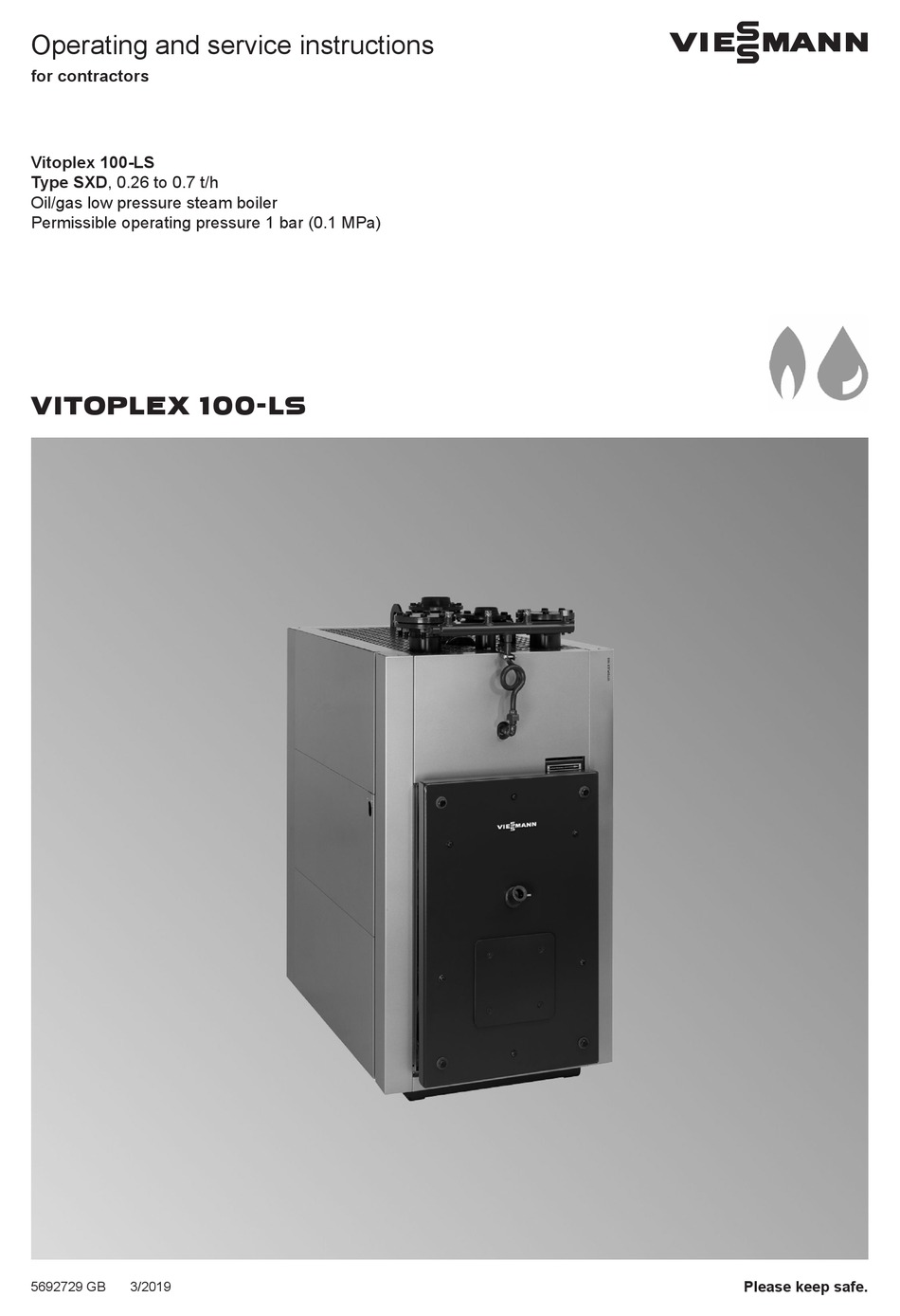 VIESSMANN VITOPLEX 100-LS SXD OPERATING AND SERVICE INSTRUCTIONS FOR ...