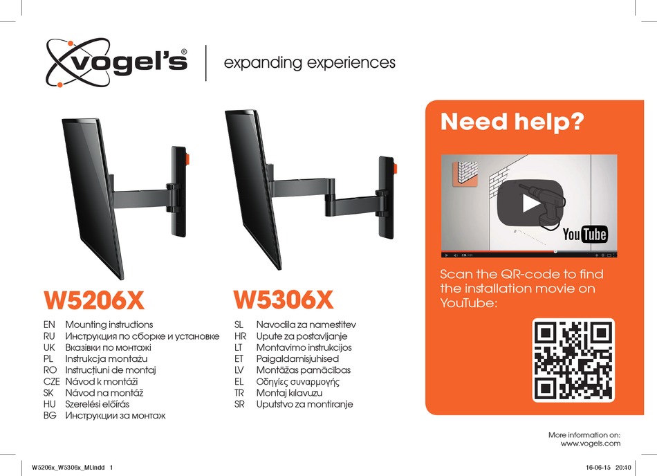 VOGEL'S W5206X MOUNTING INSTRUCTIONS Pdf Download ManualsLib