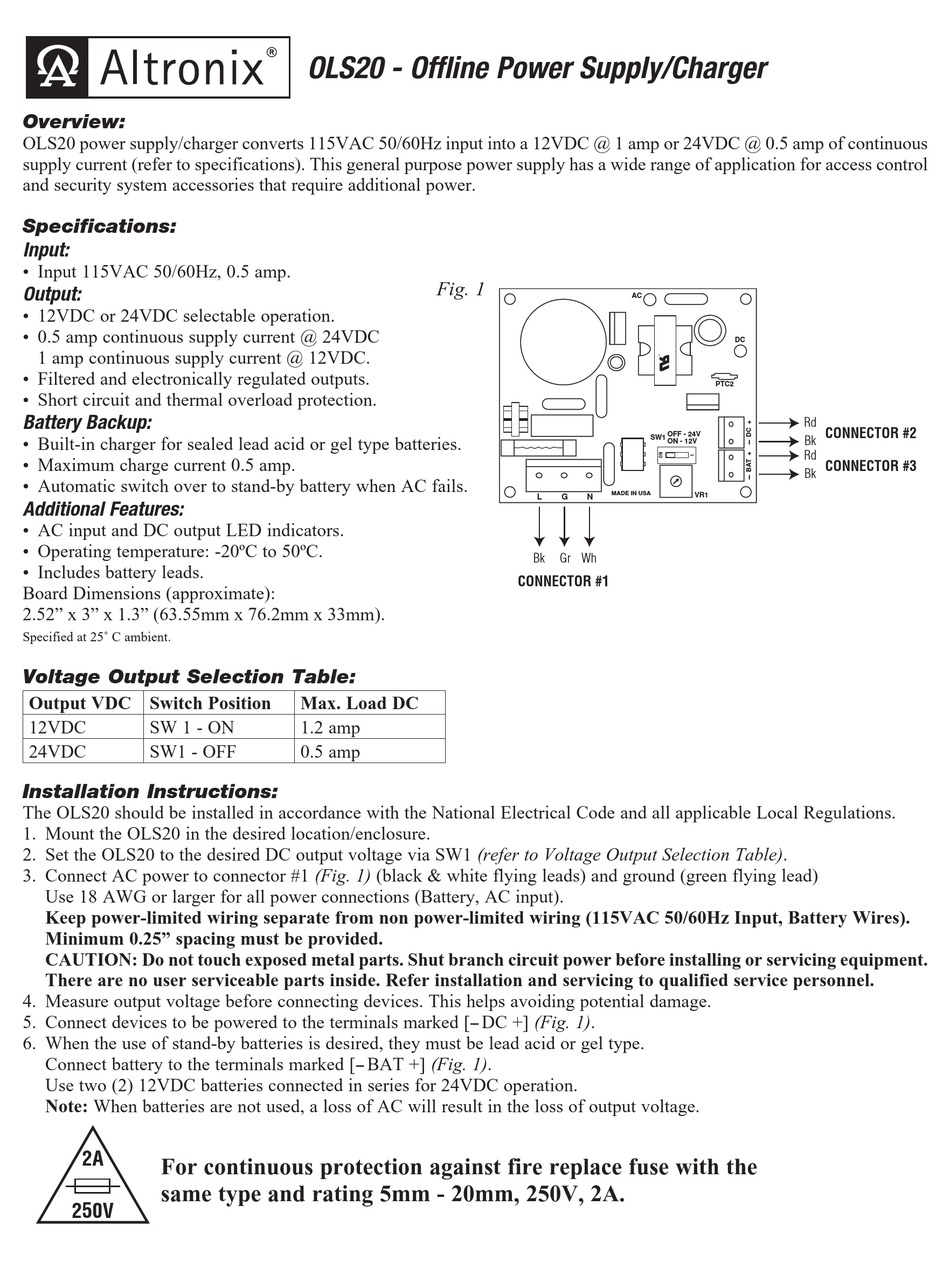 ALTRONIX OLS20 QUICK MANUAL Pdf Download | ManualsLib