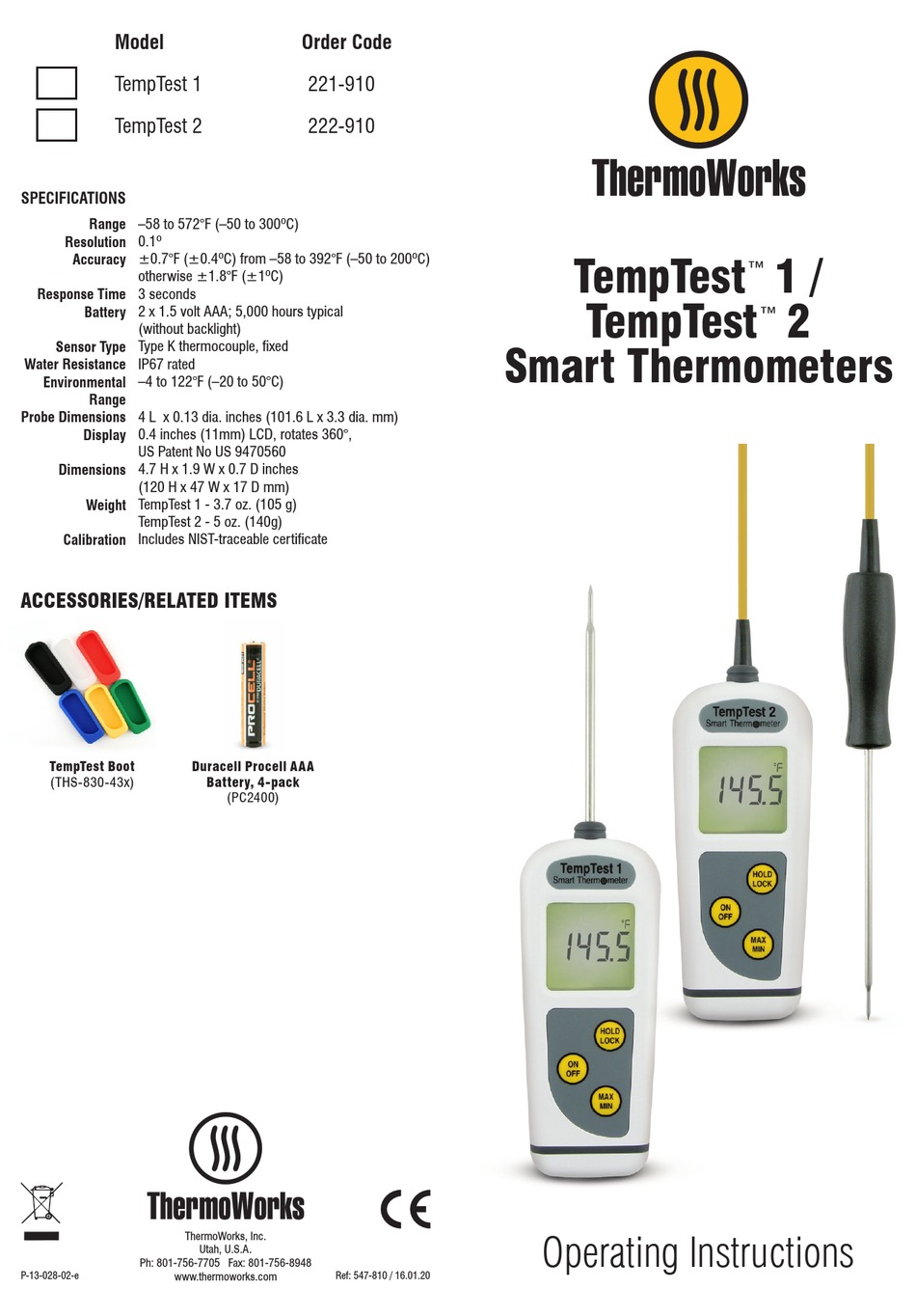 THERMOWORKS TEMPTEST 2 OPERATING INSTRUCTIONS Pdf Download ManualsLib