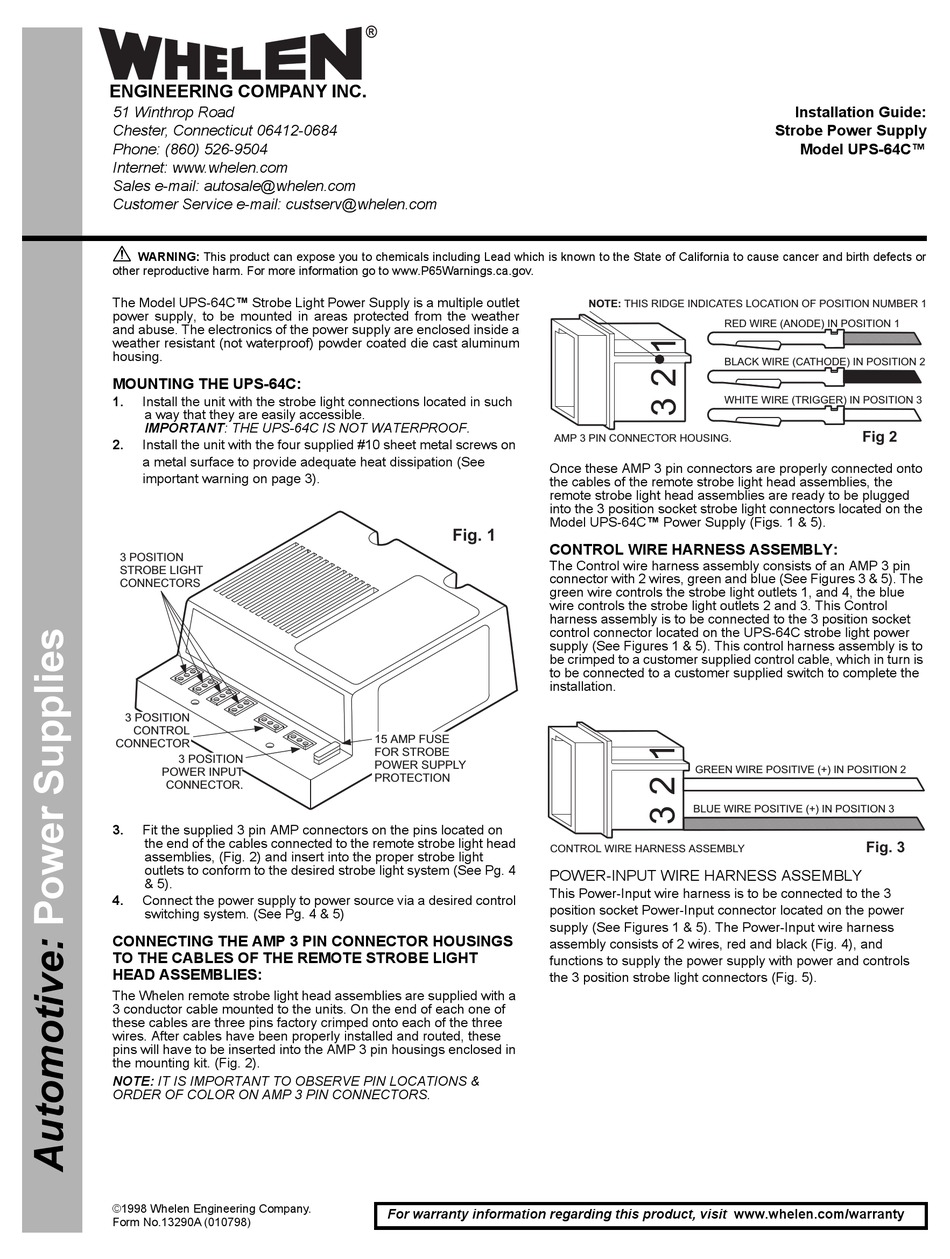 WHELEN ENGINEERING COMPANY UPS-64C INSTALLATION MANUAL Pdf Download |  ManualsLib T8 Emergency Ballast Wiring Diagram ManualsLib