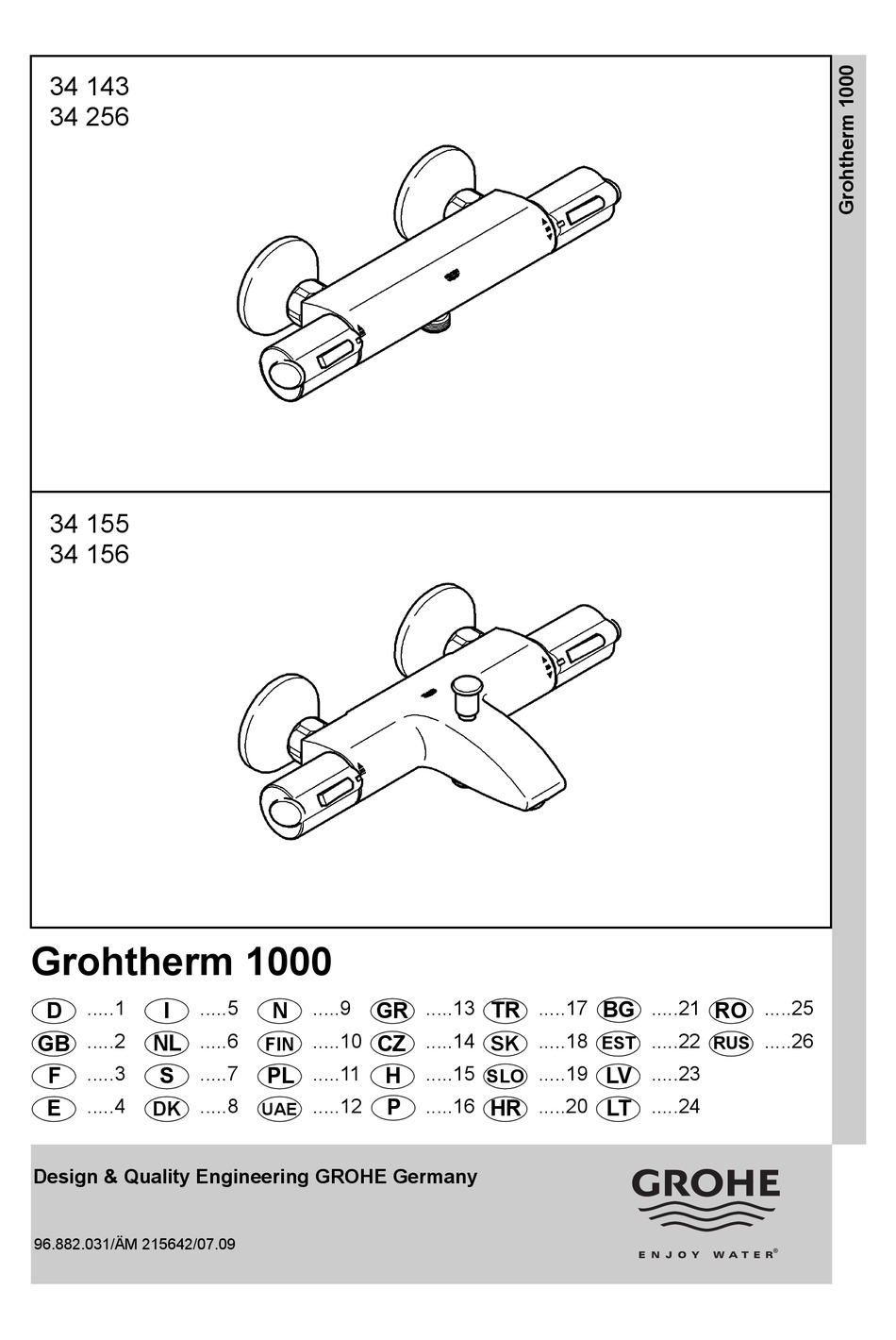 staal Afsnijden perspectief GROHE GROHTHERM 1000 34143 MANUAL Pdf Download | ManualsLib