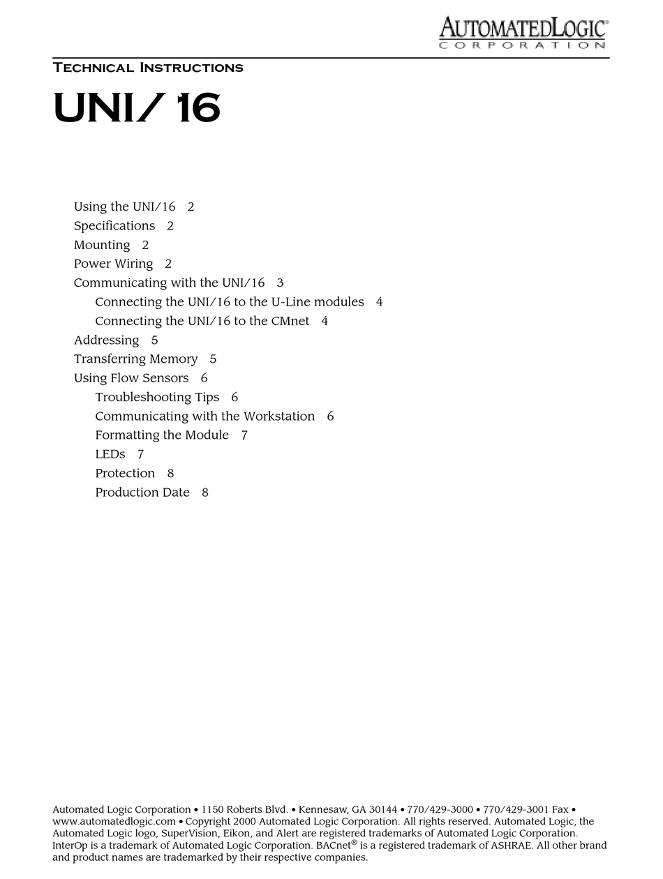 automated-logic-uni-16-technical-instructions-pdf-download-manualslib