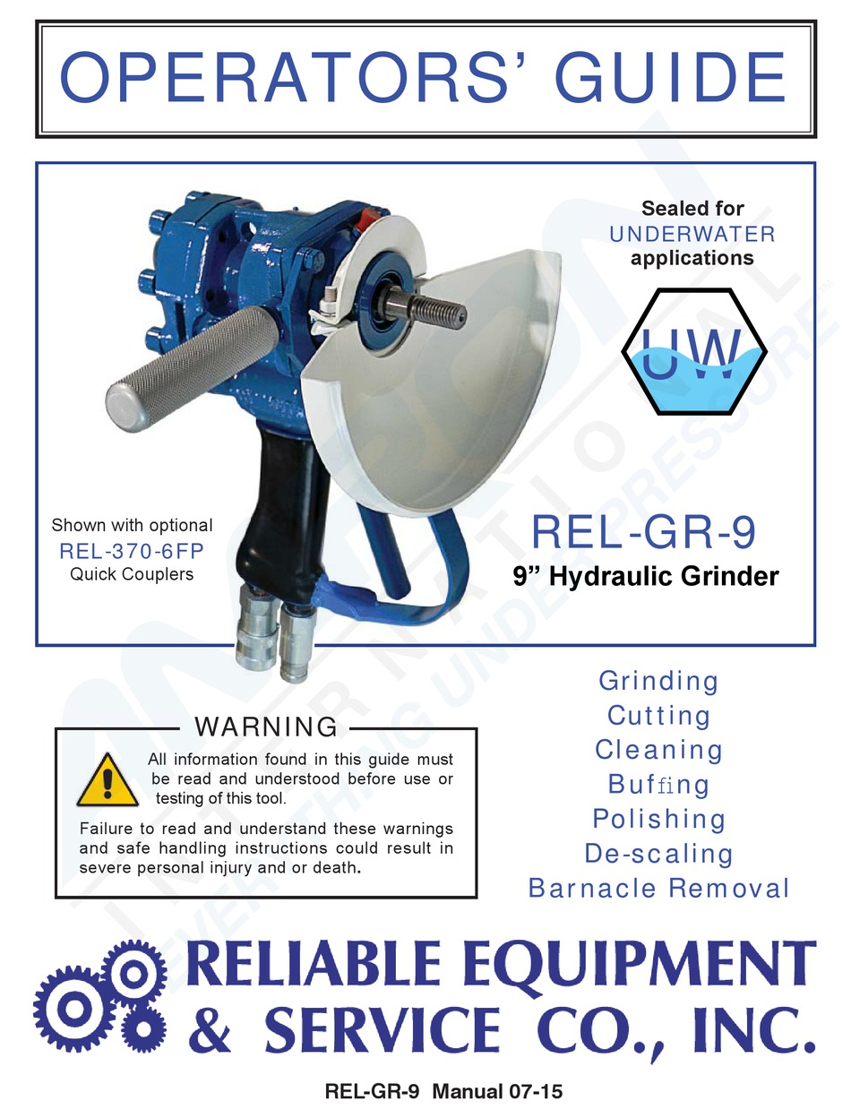 RELIABLE EQUIPMENT & SERVICE RELGR9 OPERATOR'S MANUAL Pdf Download