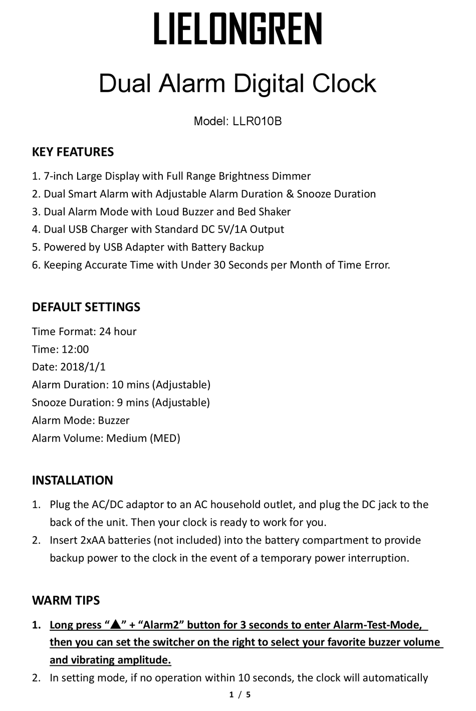 LIELONGREN LLR010B MANUAL Pdf Download ManualsLib