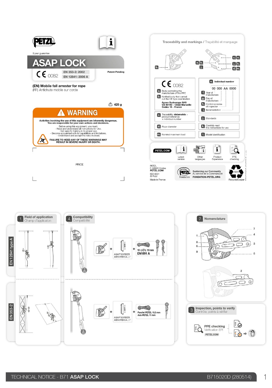 PETZL ASAP LOCK TECHNICAL NOTICE Pdf Download | ManualsLib