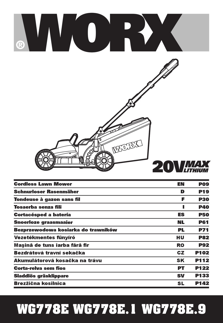 Worx wg778e discount cordless lawn mower