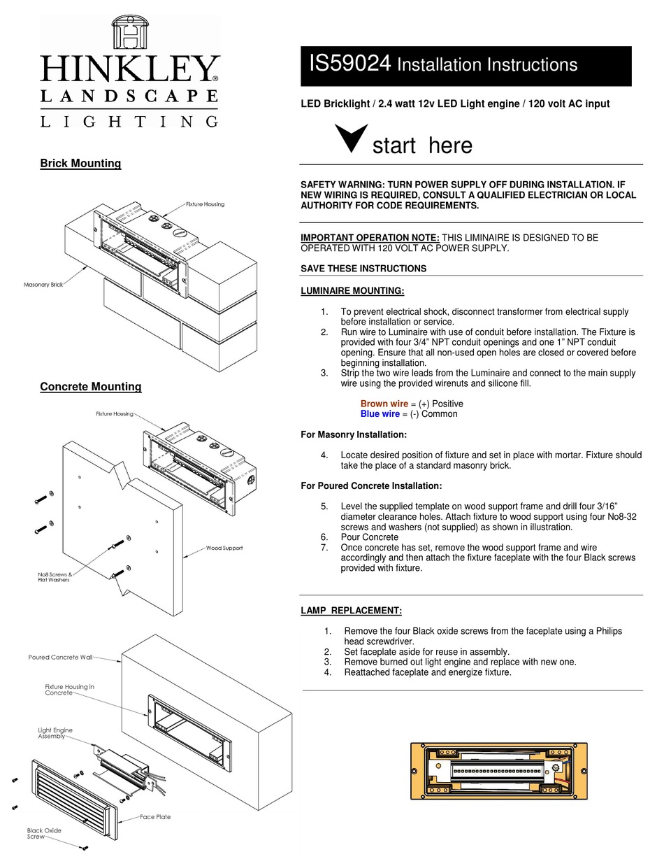 HINKLEY IS59024 INSTALLATION INSTRUCTIONS Pdf Download ManualsLib