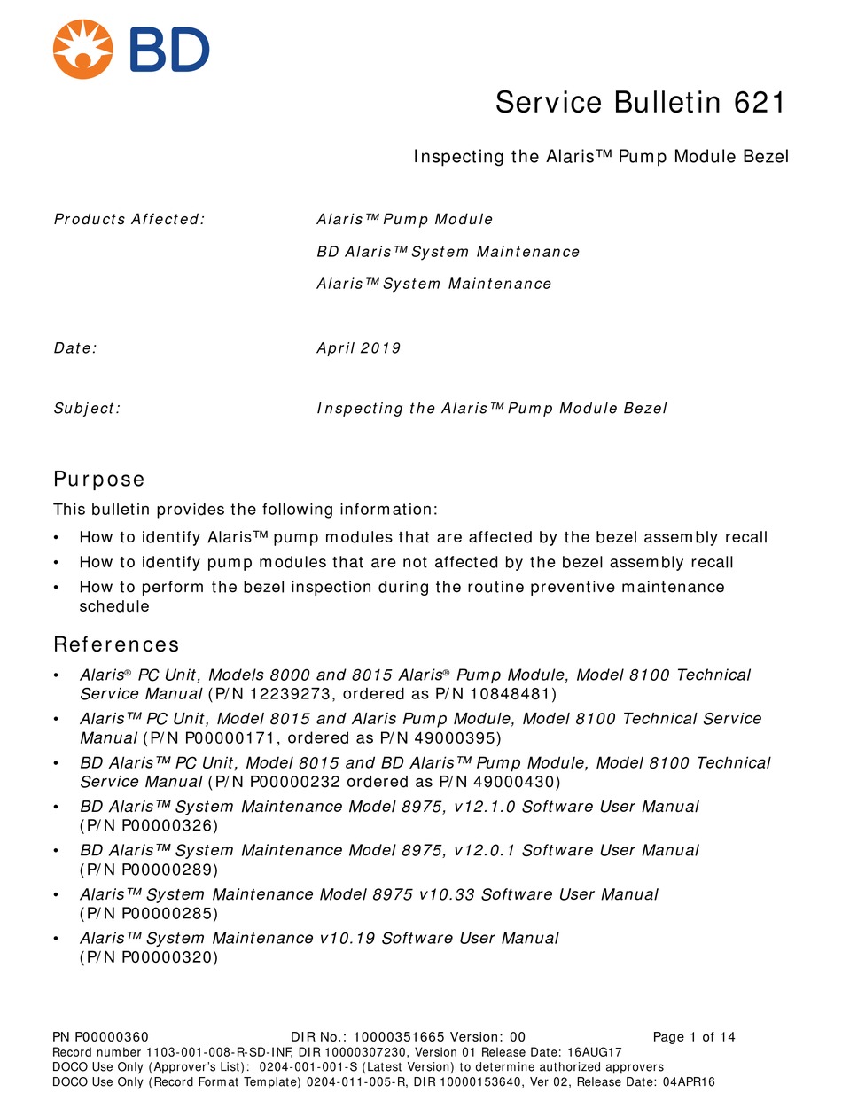 BD ALARIS 8100 USER MANUAL ADDENDUM Pdf Download ManualsLib