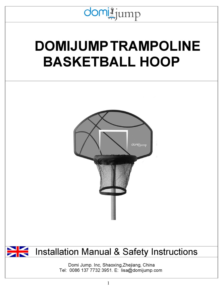 DOMI JUMP TRAMPOLINE BASKETBALL HOOP INSTALLATION MANUAL & SAFETY INSTRUCTIONS Pdf Download
