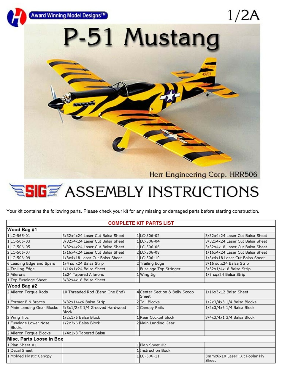 Sig Herr P 51 Mustang Assembly Instructions Manual Pdf Download Manualslib