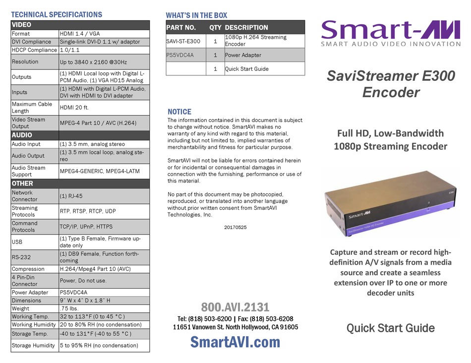 SMART AVI SAVISTREAMER E300 QUICK START MANUAL Pdf Download ManualsLib SMART AVI SAVISTREAMER E300 QUICK START MANUAL Pdf Download ManualsLib