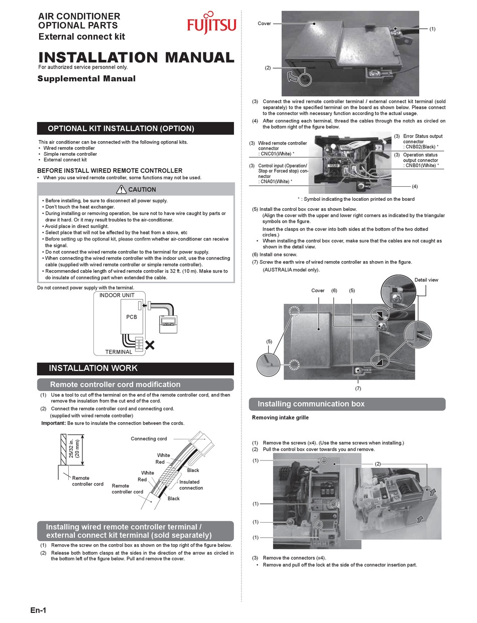 Fujitsu Uty-Xcbxz2 Installation Manual Pdf Download | Manualslib