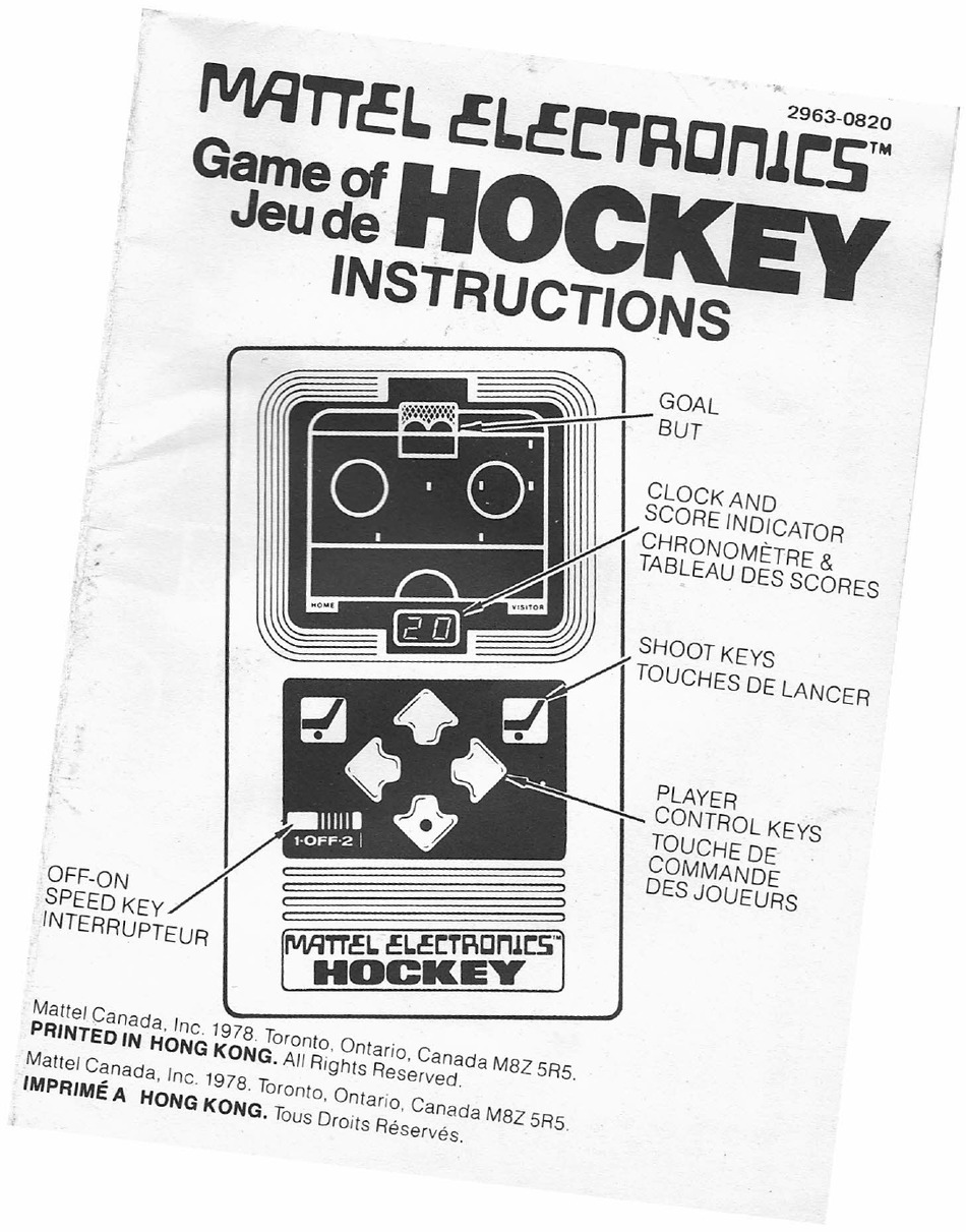 MATTEL ELECTRONICS HOCKEY MANUAL Pdf Download | ManualsLib