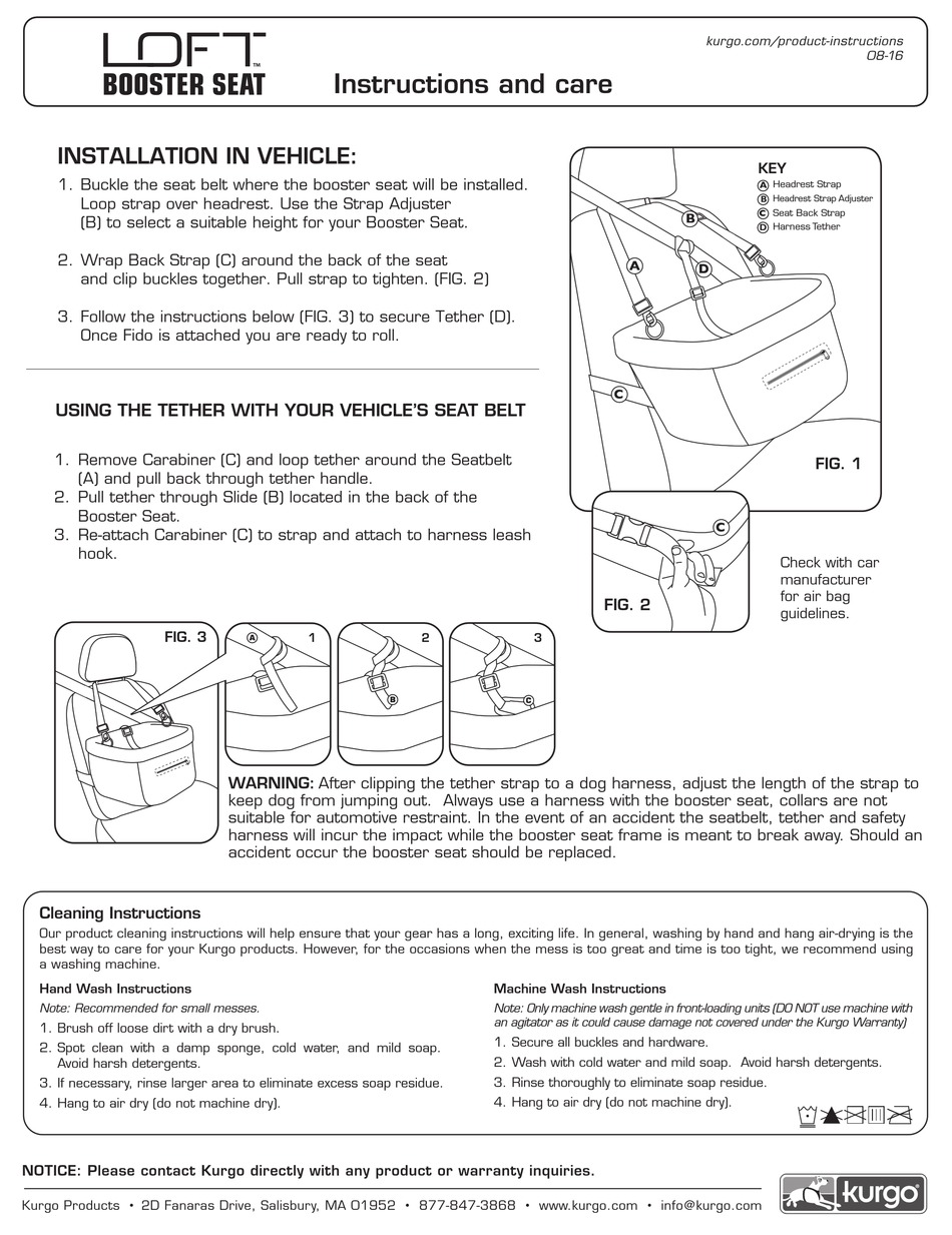 KURGO LOFT BOOSTER SEAT INSTRUCTIONS AND CARE Pdf Download ManualsLib