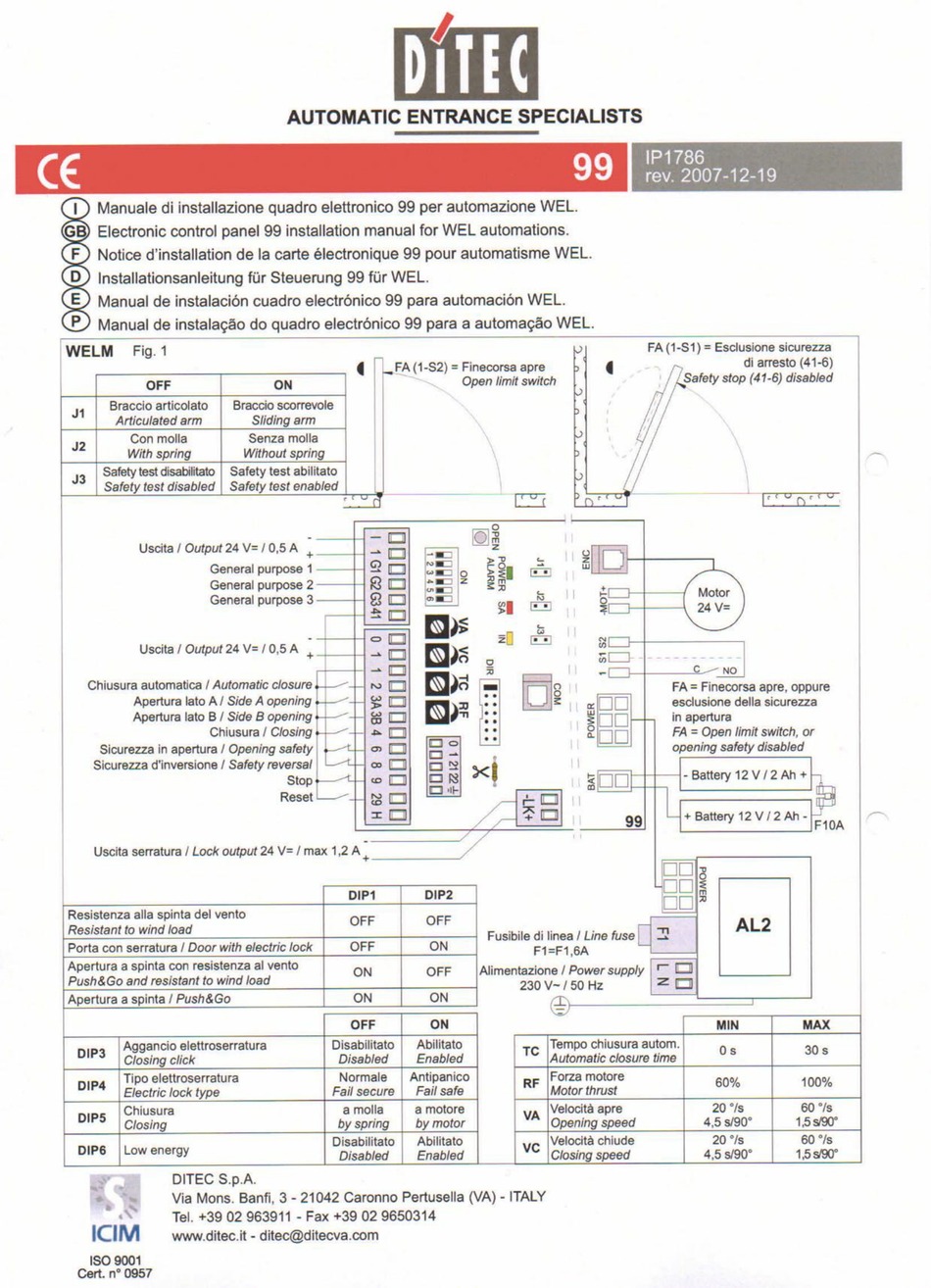 DITEC 99 INSTALLATION MANUAL Pdf Download ManualsLib