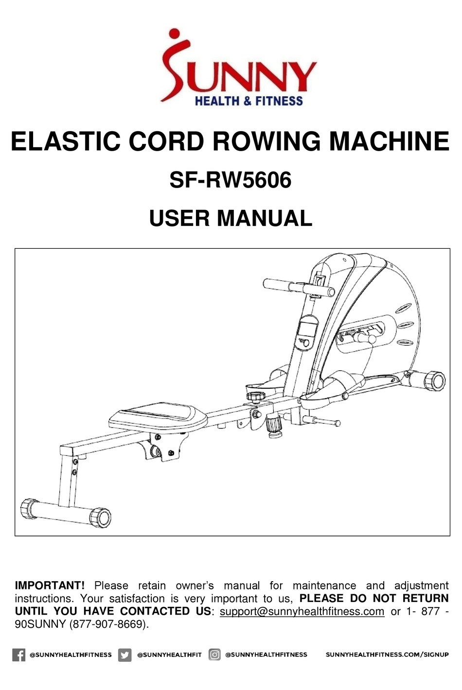 SUNNY HEALTH & FITNESS SF-RW5606 USER MANUAL Pdf Download | ManualsLib